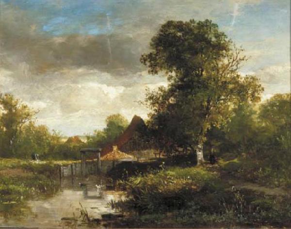 Willem Roelofs Landschap met beek Spain oil painting art